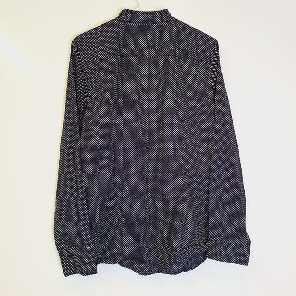 Tommy Hilfiger Blue White Polka Dot Classic Fit Button Down Long Sleeve Shirt L - Picture 9 of 9